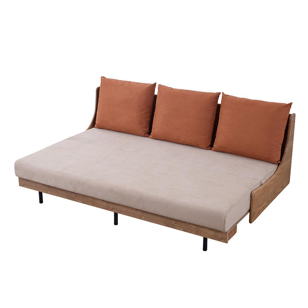 【開梱設置】ソファベッド 幅200cmフォース 【ヴィンテージナチュラル×ベージュ】ごろ寝ソファセミダブル【モーブル／大川家具】