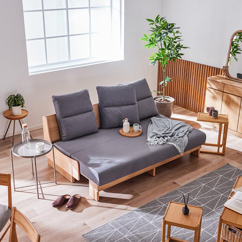 【開梱設置】ソファベッド 幅180cm ヴィンセント【NA×ダークグレー】ごろ寝ソファ【モーブル／大川家具】