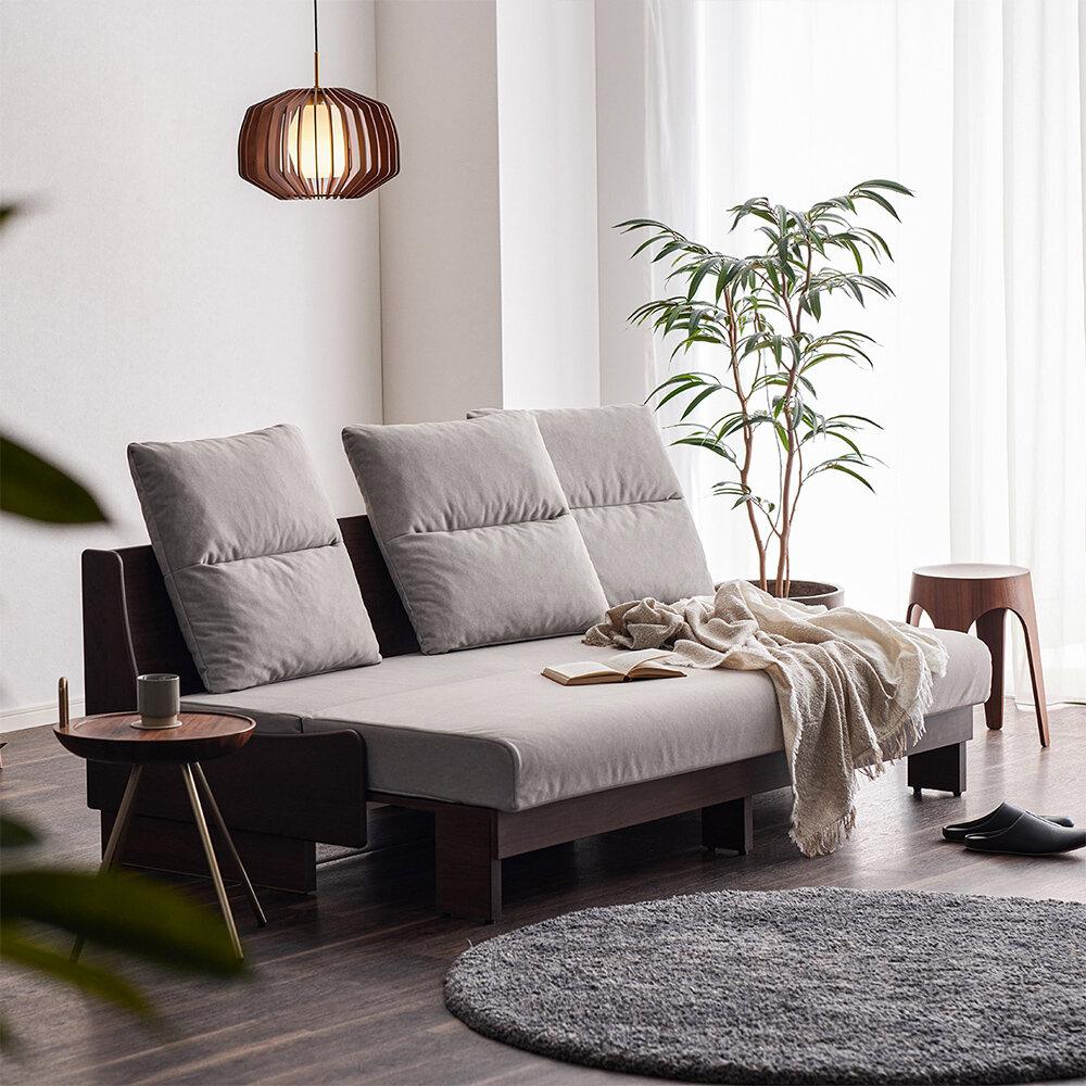 【開梱設置】ソファベッド 幅180cm ヴィンセント【BR×ライトグレー】ごろ寝ソファ【モーブル／大川家具】