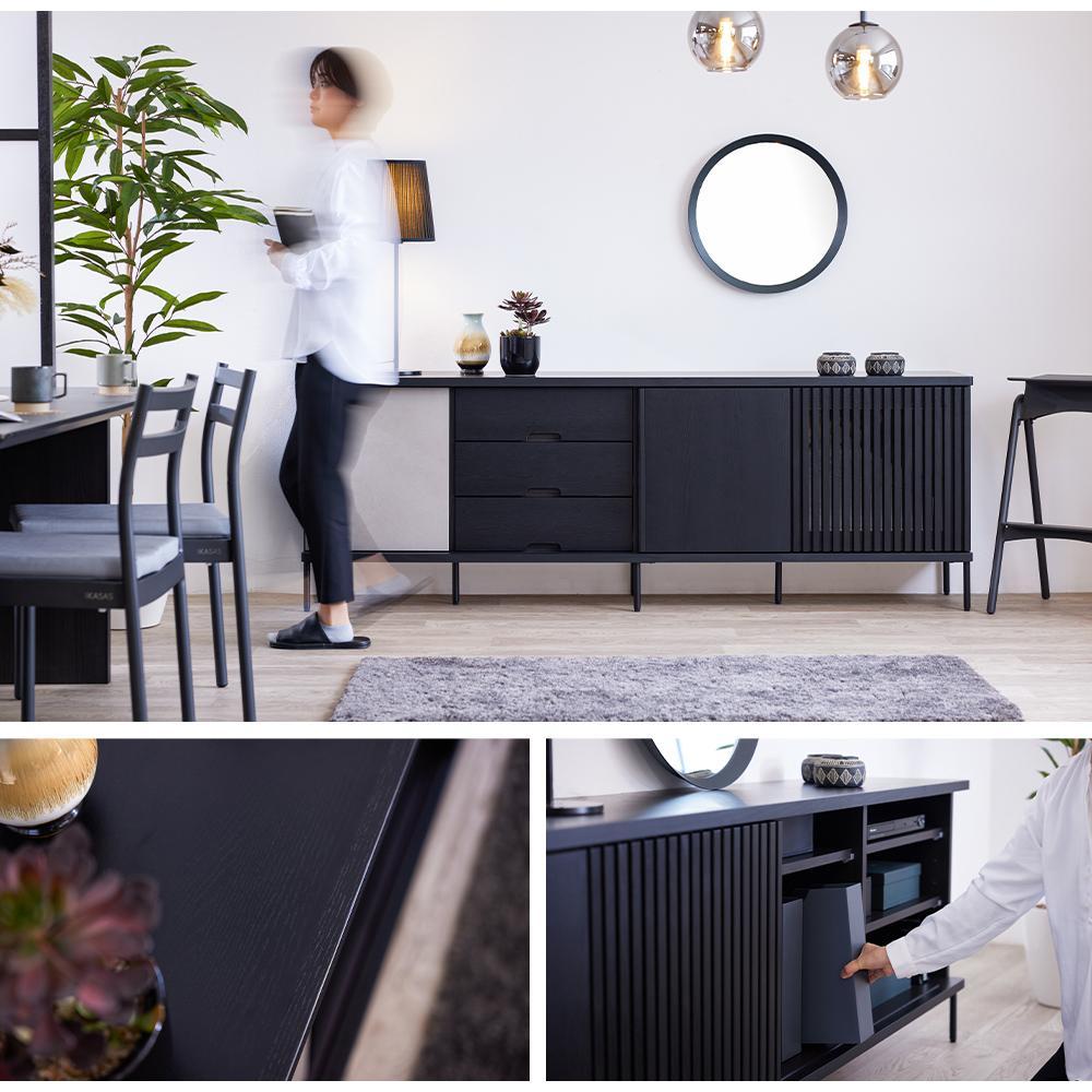 AGUERO アゲロ 200cm サイドボード ＜オークブラック＞  【モーブル】【大川家具】