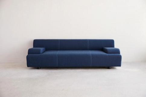 【完成品・配送設置込み】3人掛けソファNOVA ネイビー：幅200cm /