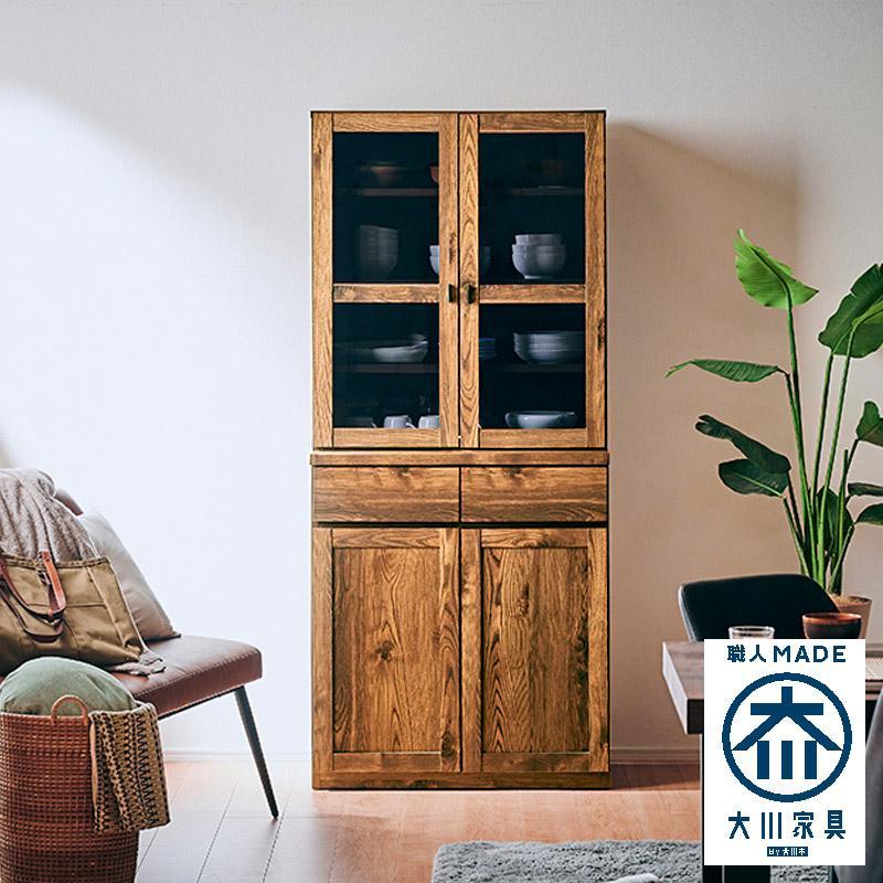 【Chatra／チャトラ 幅80cmダイニングボード ナチュラル】★シンプルでお部屋に合わせやすい食器棚