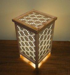 レーザー行灯「趣」 Mサイズ 桜組子模様(和紙貼り)