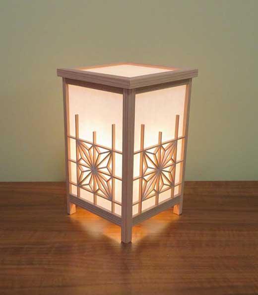 和風照明 角行灯「匠」 Mサイズ 楮和紙 無地きなり(角麻組子)蓋付