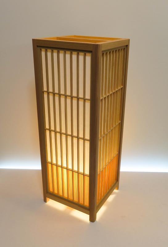 組子行灯「極」 LLサイズ 楮和紙無地 国産杉突板（腰板）デザイン