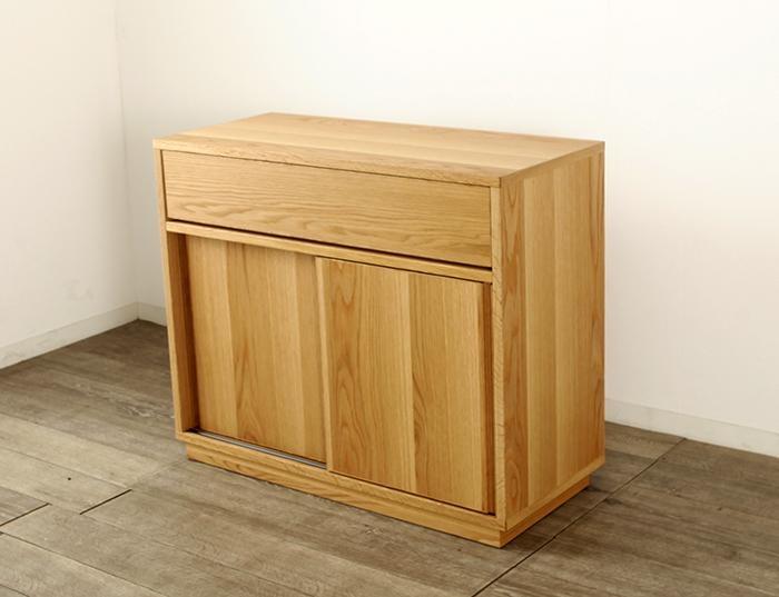 大川家具 ティレ 90cmリビングボード 台輪 天然木オーク(ナラ)