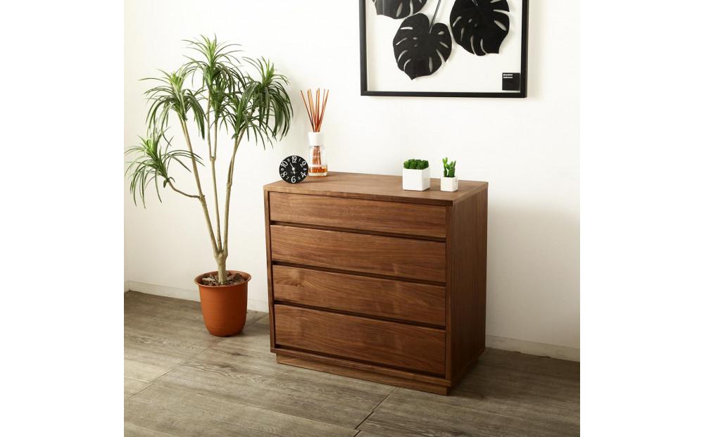 大川家具 ティレ 80cmリビングチェスト 台輪 天然木ウォールナット