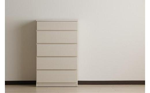 【洗面所などの限られた空間に便利】薄型チェスト 60cm幅5段 (ホワイト木目)