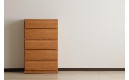 【洗面所などの限られた空間に便利】薄型チェスト 60cm幅5段 (ナチュラル木目)