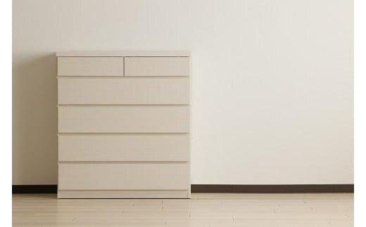 【洗面所などの限られた空間に便利】薄型チェスト 90cm幅5段 (ホワイト木目)