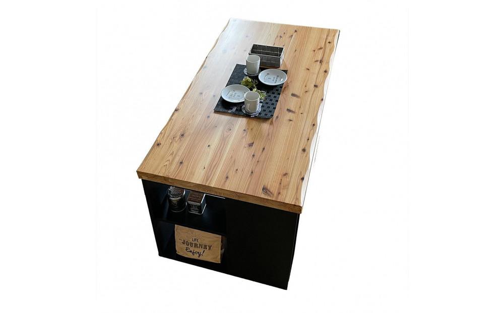 収納付き ダイニングテーブル 150 国産 大きめ 無垢材 輝望 ナチュラル