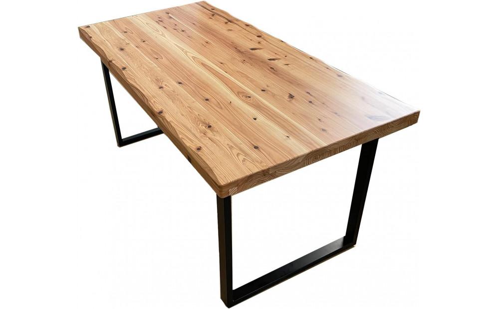 ダイニングテーブル 150 食卓テーブル 国産 大きめ 無垢材 輝望 ナチュラル(アイアン2脚)