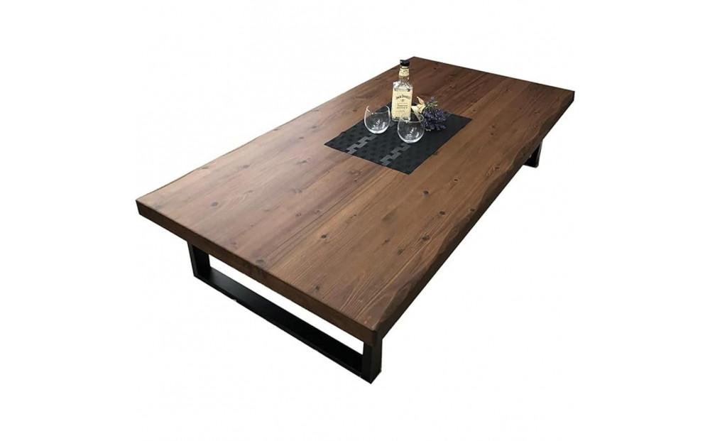 座卓 ローテーブル 150 センターテーブル 国産 大きめ 無垢材 輝望 ブラウン(アイアン2脚)