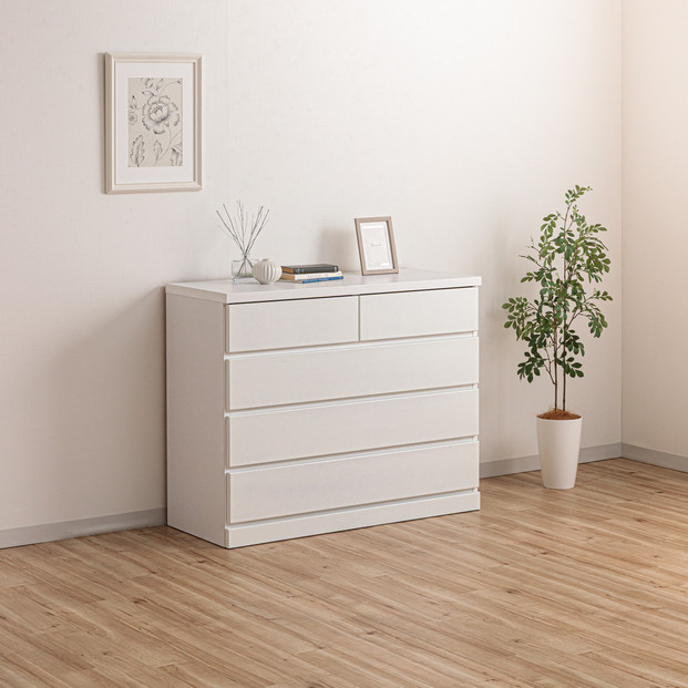 シン パッソ 幅100cm 4段 ホワイト 収納 チェスト 木製 完成品 シンプル 収納棚 衣装ケース