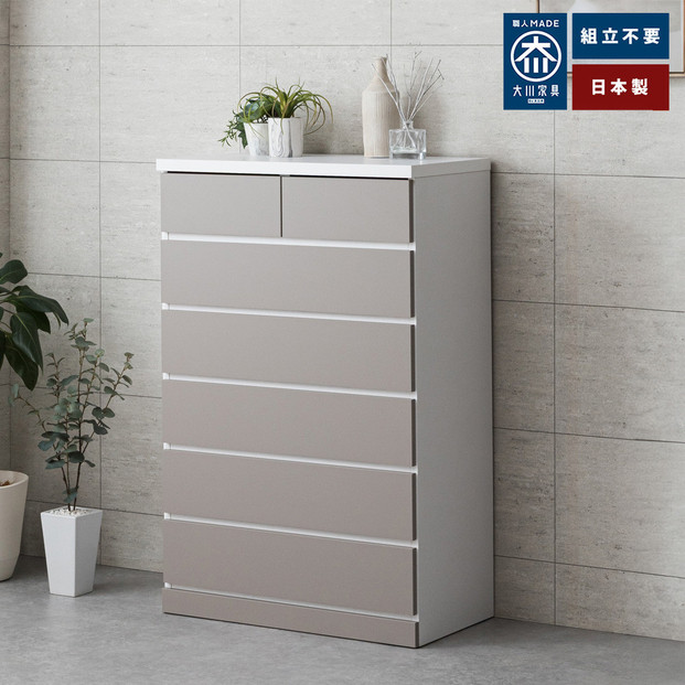 シン パッソ 75cm幅6段 グレージュ 収納 チェスト 木製 完成品 シンプル 収納棚 衣装ケース