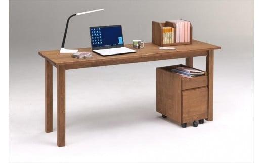 ＜空間にマッチする超シンプルデザインデスク＞／シンプル140デスク・ワゴン・上棚3点セット／ブラウン／机／大川家具