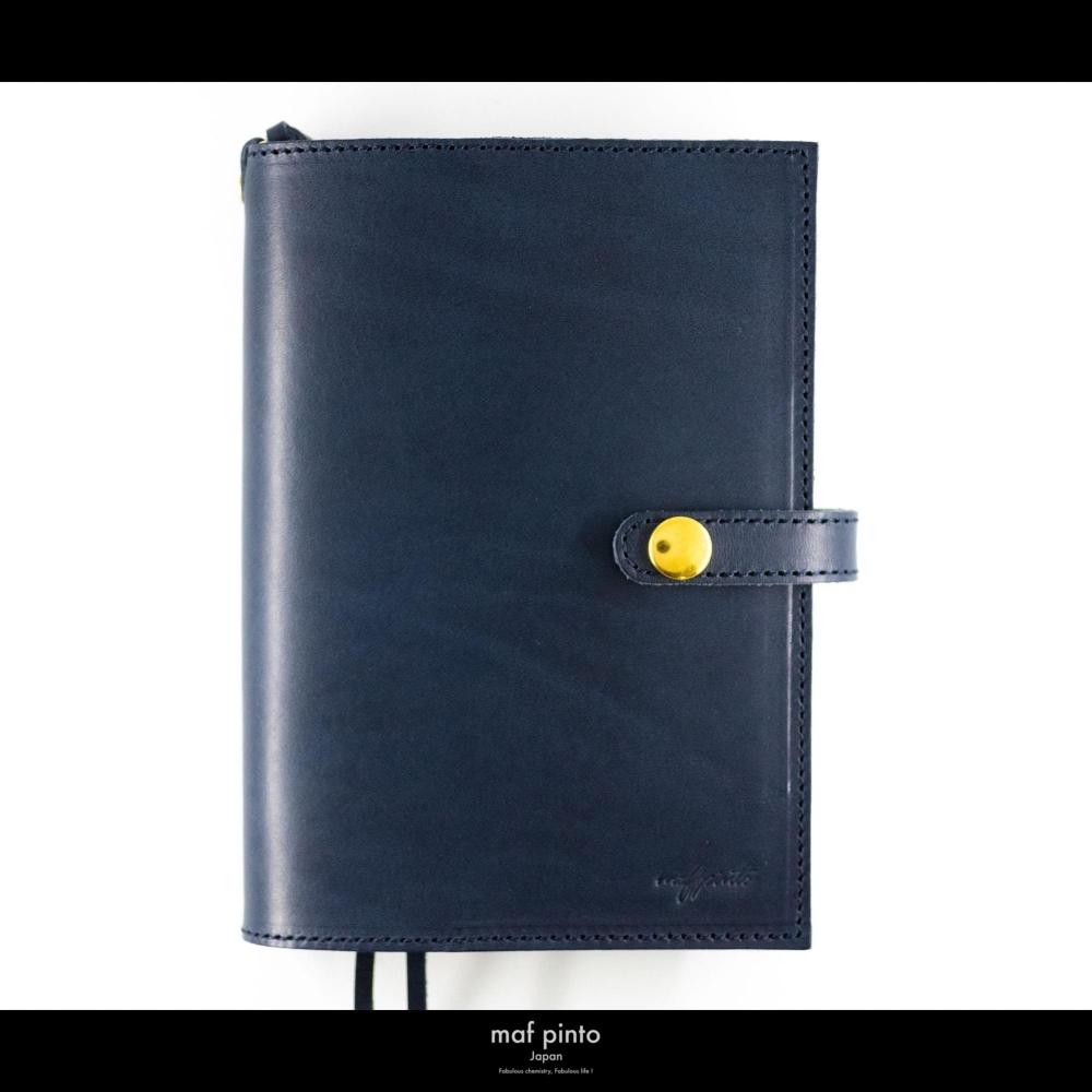 maf pinto (マフ ピント) レザー手帳カバー A6 (文庫本サイズ) ネイビー 本革 日本製
