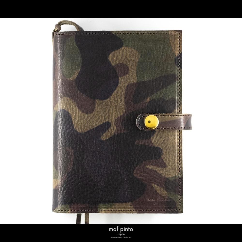 maf pinto (マフ ピント) レザー手帳カバー A6 (文庫本サイズ) カモフラージュ ダーク 本革 日本製