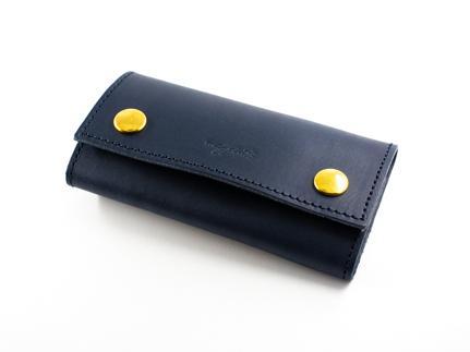 maf pinto レザーキーケース 本革 鍵入れ コンパクト マルチ カードキー ネイビー