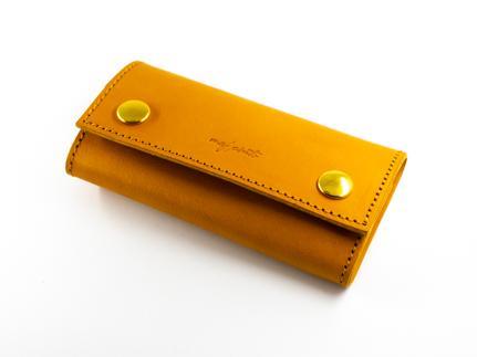 maf pinto レザーキーケース 本革 鍵入れ コンパクト マルチ カードキー イエロー