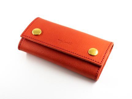 maf pinto レザーキーケース 本革 鍵入れ コンパクト マルチ カードキー レッドシュリンク