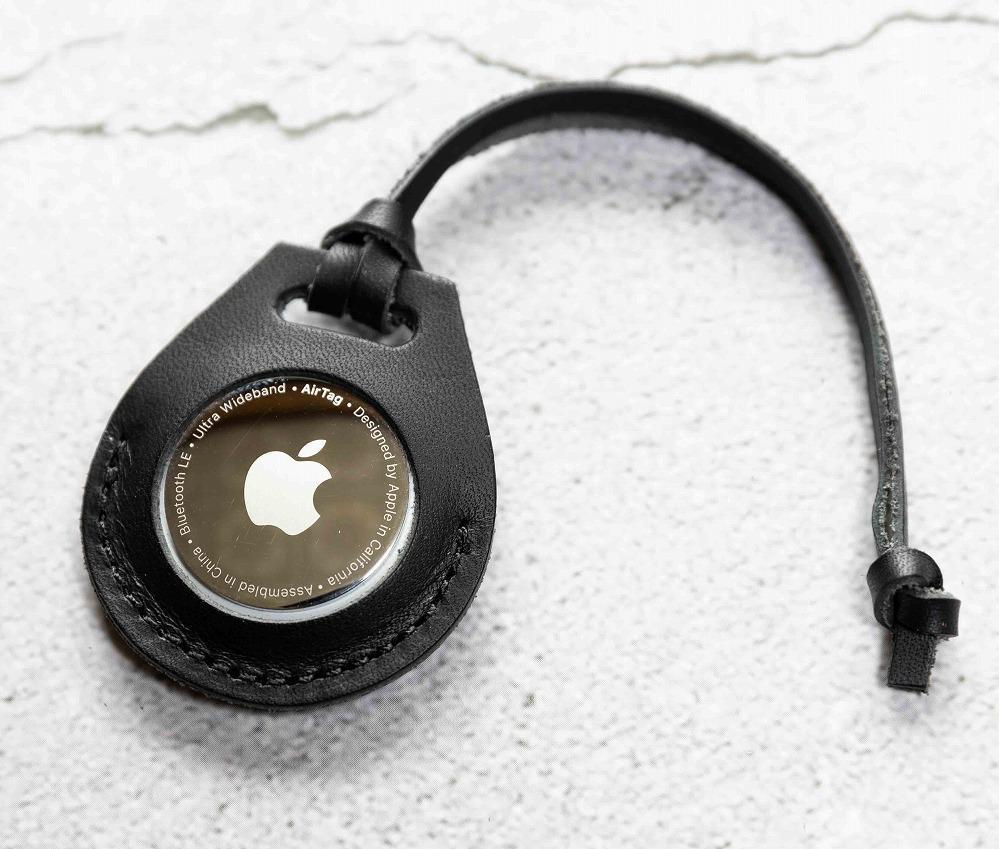 エアタグ用 ケース カバー レザー 本革 apple airtag 【ブラック】
