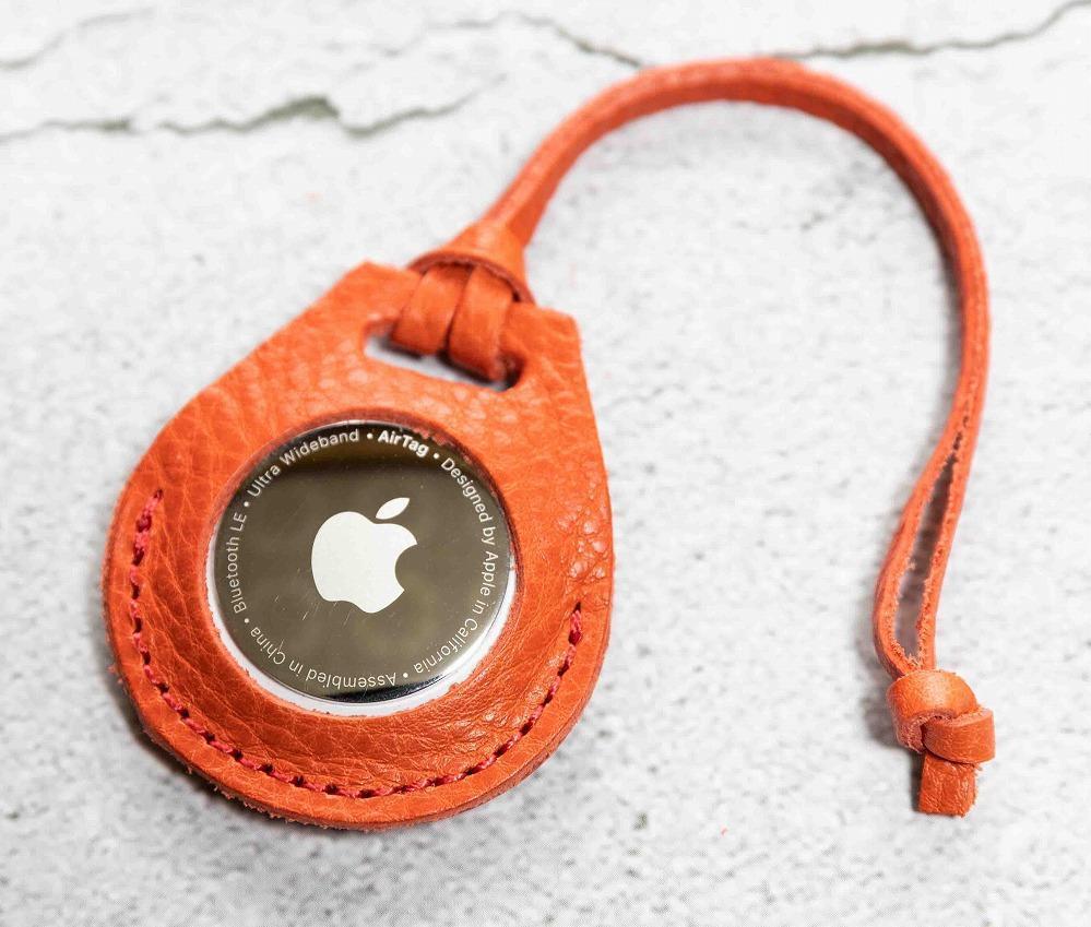 エアタグ用 ケース カバー レザー 本革 apple airtag 【レッド シュリンク】