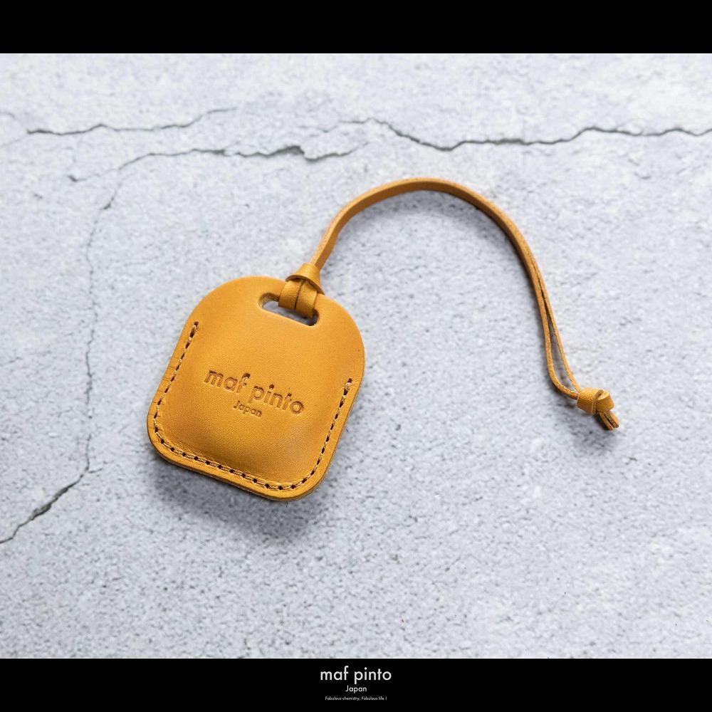 maf pinto (マフ ピント) air tag ケース カバー スクエア 保護 イエロー レザー 本革 日本製