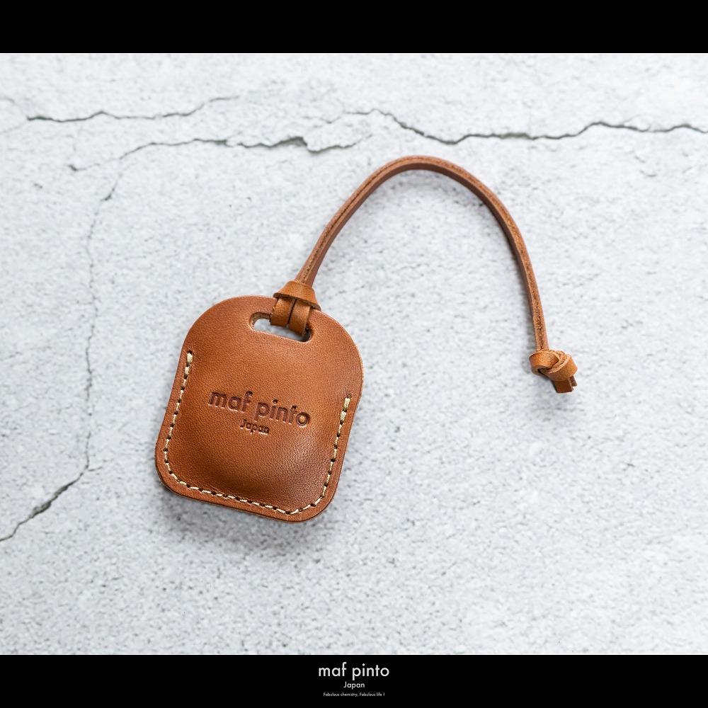 maf pinto (マフ ピント) air tag ケース カバー スクエア 保護 ライトブラウン(白ステッチ) レザー 本革 日本製