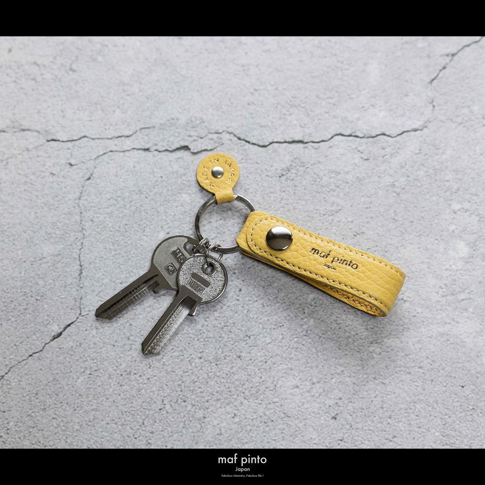 maf pinto (マフ ピント)ストラップ キーリング キーホルダー キーケース ライトイエロー ADRIA LINE レザー 本革 日本製