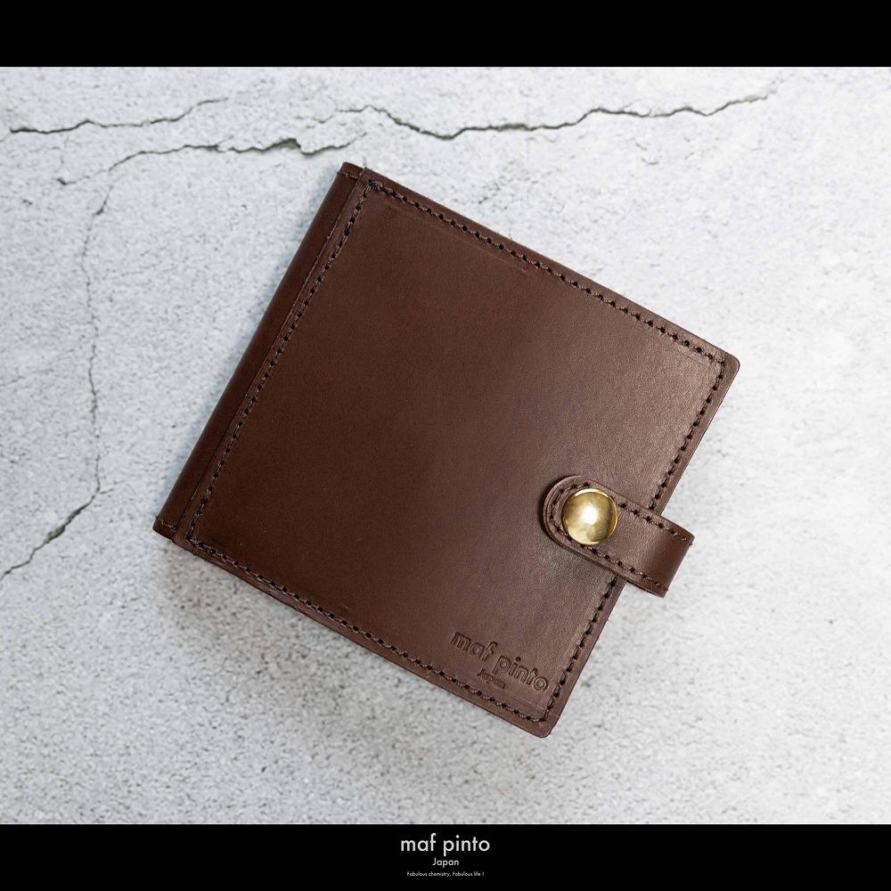 maf pinto (マフ ピント) 二つ折り財布 スナップボタン付き ダークブラウン レザー 本革 日本製