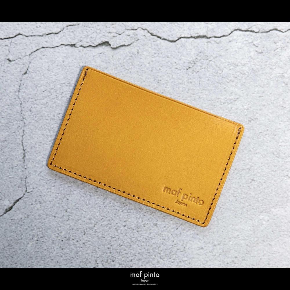 maf pinto (マフ ピント) カードケース 1枚 免許証 マイナンバーカード 薄型 スリム イエロー レザー 本革 日本製