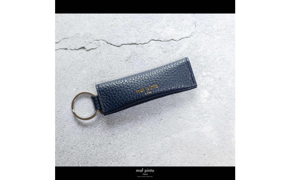 maf pinto (マフ ピント) キーリング キーホルダー 小銭入れ付き ミニ財布 ネイビー ADRIA LINE レザー 本革 日本製