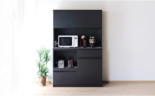 【開梱設置】食器棚 レンジ台 幅116.3cm ナポリ エレガンスブラック フルカスタム（モイス・コンセント・開き戸耐震ラッチ・開き戸ソフトクローズ・引出ソフトクローズ） キッチンボード 幅120