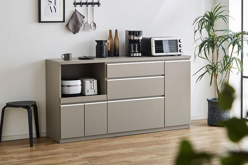 【開梱設置】キッチンカウンター レンジ台 アンサンブル 幅178.6 アッシュグレイ