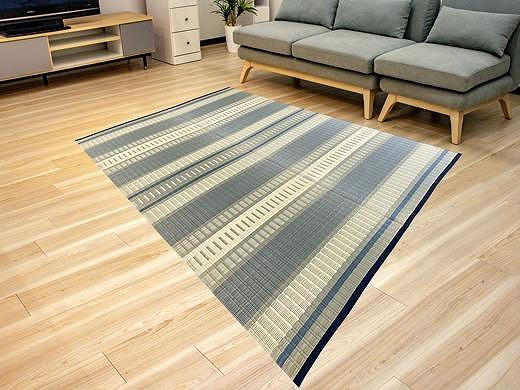 国産い草 掛川織ラグ 清流 ブルー 191×191