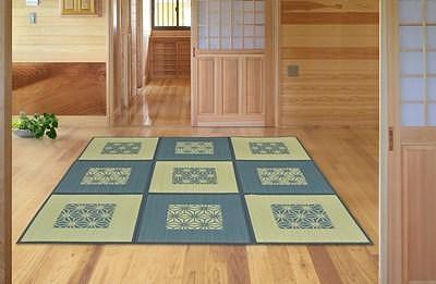 中敷きラグ DX麻の葉 ネイビー 200×200