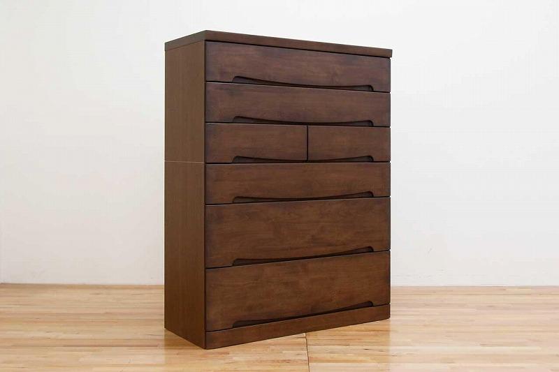 チェスト タンス 幅102 6段 奥行44 ウォールナット色 アルダー材 木製 桐たんす 箪笥 婚礼 衣類収納 完成品 大川家具 丸田木工 サーフ
