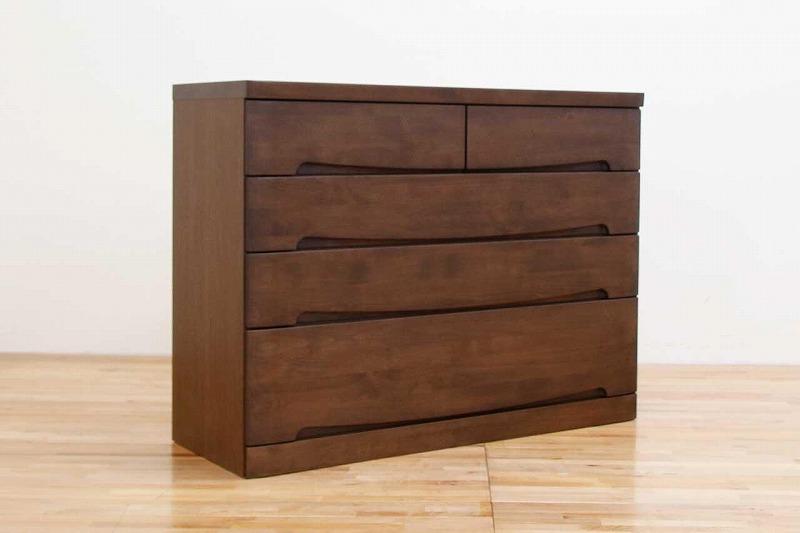 チェスト タンス 幅118 4段 奥行44 ウォールナット色 アルダー材 木製 桐たんす 箪笥 婚礼 衣類収納 完成品 大川家具 丸田木工 サーフ