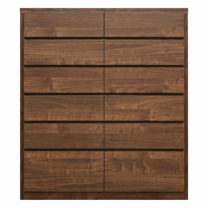 チェスト タンス 幅104 6段 奥行44 ウォールナット色 桐たんす 箪笥 婚礼家具 衣類収納 完成品 大川家具 丸田木工 キューブ