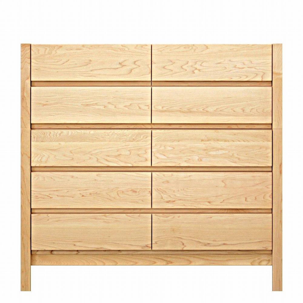 チェスト タンス 幅105 5段 奥行44 メープル 無垢 桐たんす 箪笥 脚付き 木製 婚礼 衣類収納 大川家具 丸田木工 シーズ