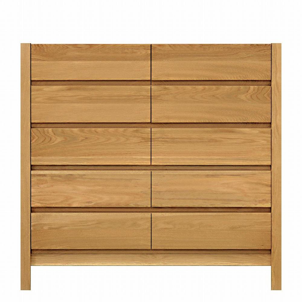 チェスト タンス 幅105 5段 奥行44 ホワイトオーク 無垢 桐たんす 箪笥 脚付き 木製 婚礼 衣類収納 大川家具 丸田木工 シーズ