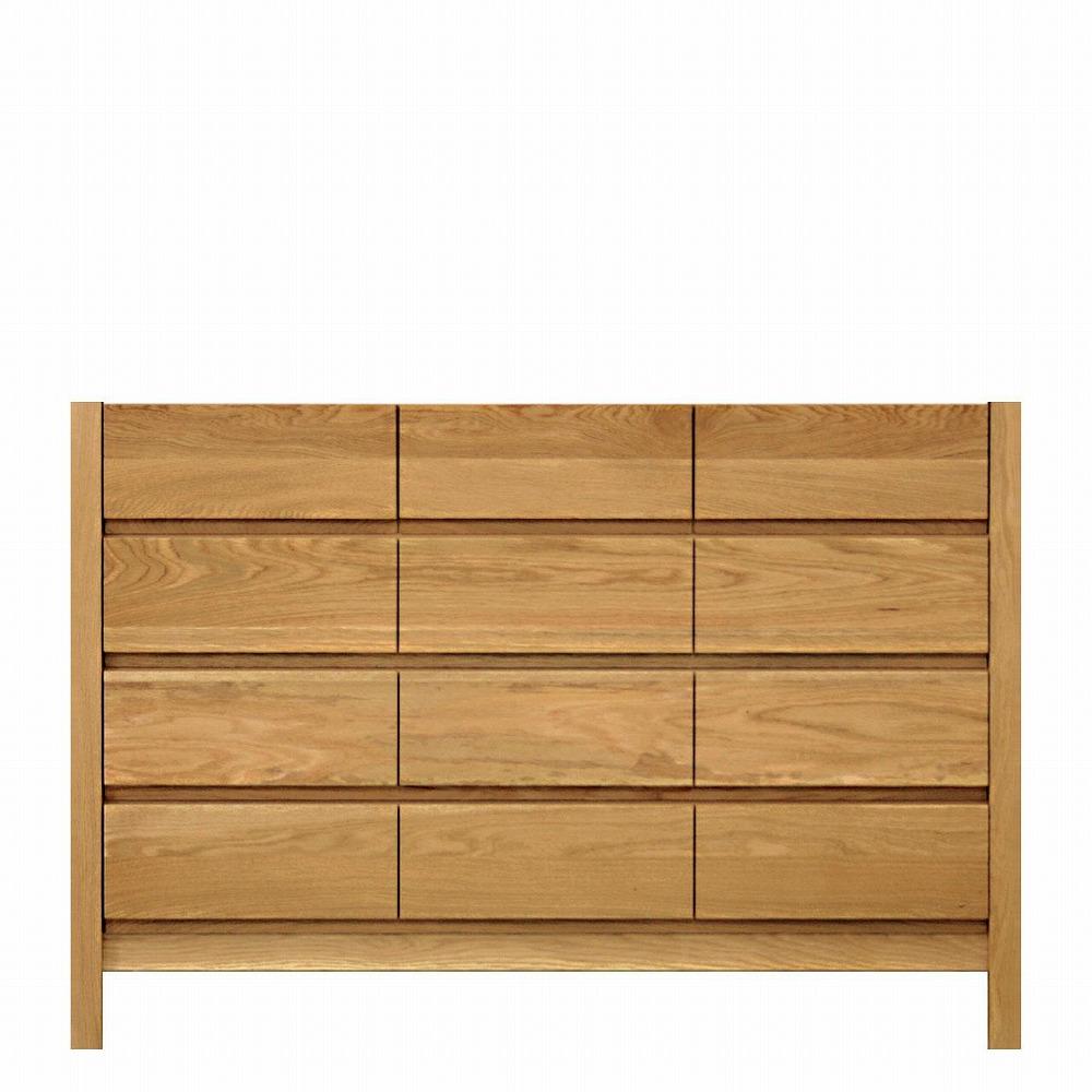 チェスト タンス 幅122 4段 奥行44 ホワイトオーク 無垢 桐たんす 箪笥 脚付き 木製 婚礼 衣類収納 大川家具 丸田木工 シーズ