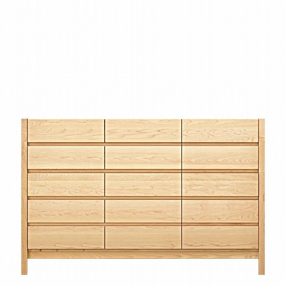 チェスト タンス 幅156 5段 奥行44 メープル 無垢 桐たんす 箪笥 脚付き 木製 婚礼 衣類収納 大川家具 丸田木工 シーズ