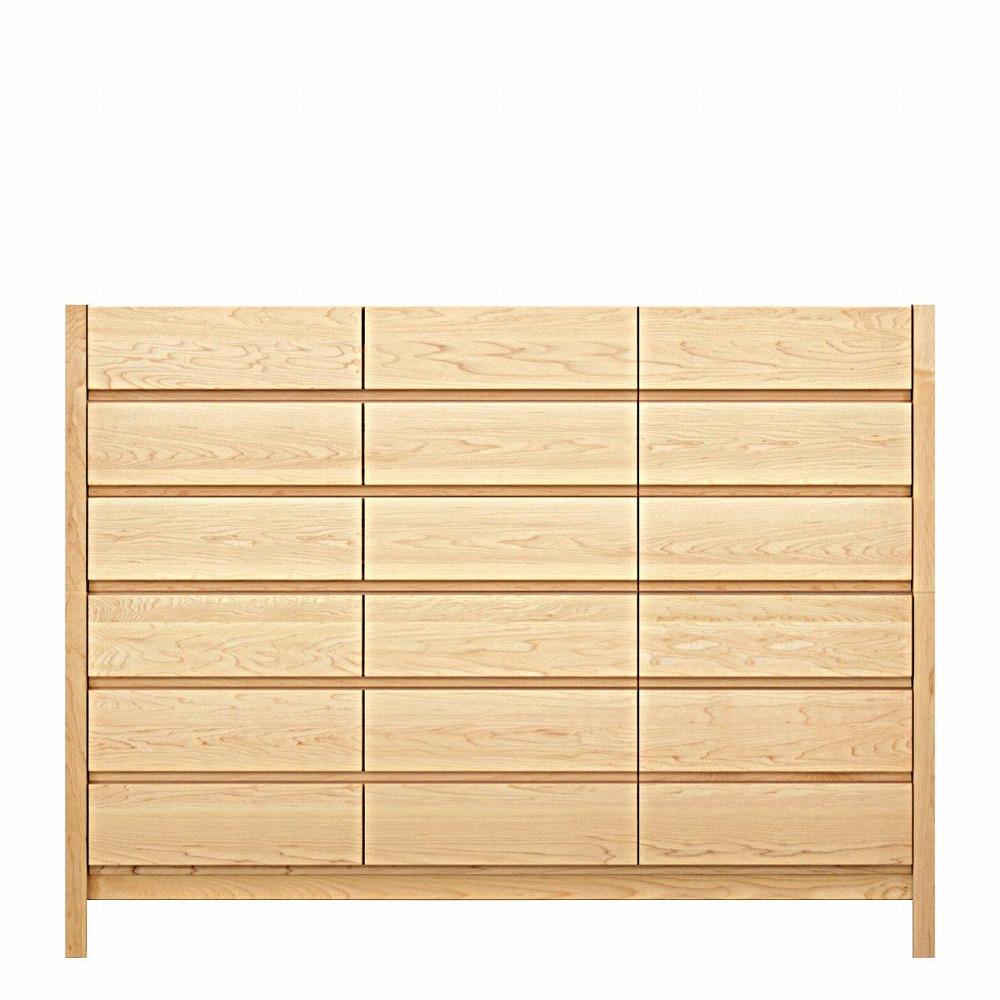 チェスト タンス 幅156 6段 奥行44 メープル 無垢 桐たんす 箪笥 脚付き 木製 婚礼 衣類収納 大川家具 丸田木工 シーズ