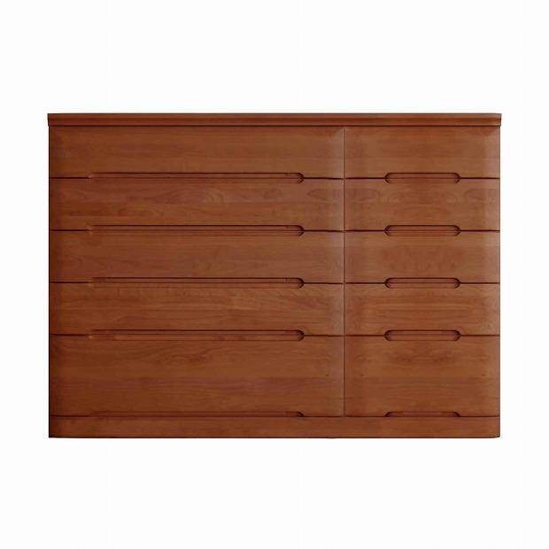 チェスト タンス 幅148 5段 奥行44 ニレ材 ブラウン色 プラム 桐たんす 箪笥 婚礼家具 衣類収納 大川家具【丸田木工】