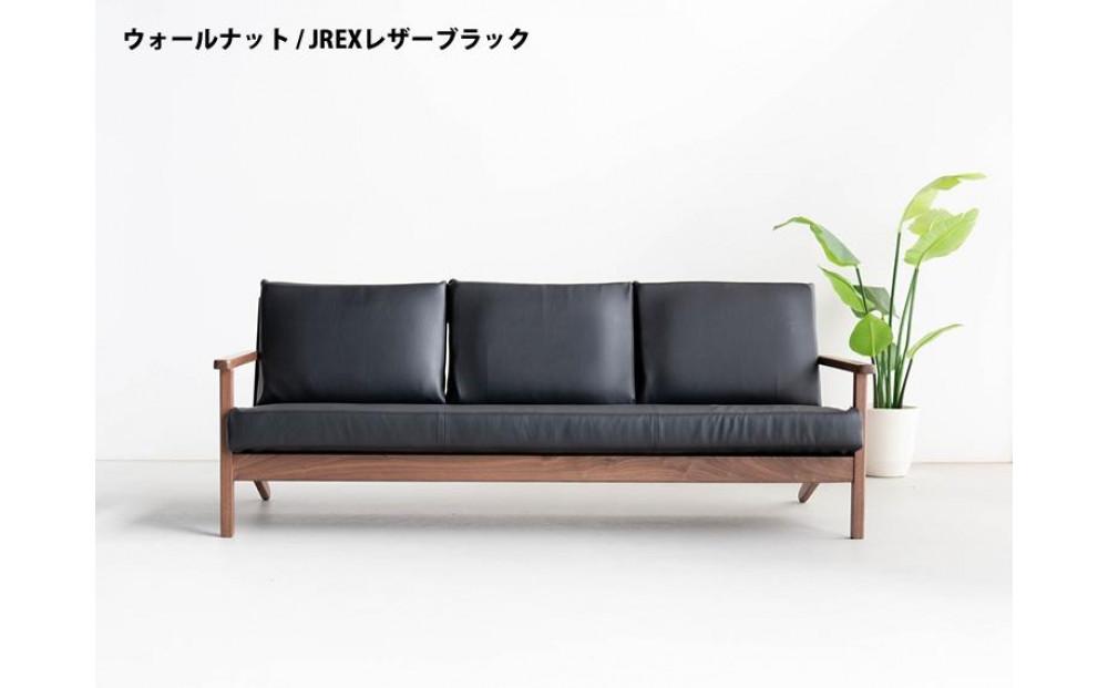 コペンハーゲン01 3Pソファ ウォールナット／JREX ブラック 幅189 奥行76 高さ70