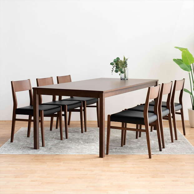 DT01 DC01 7点 180 ダイニングセット ビーチウォールナットブラウン オールマイティブラック テーブル 椅子