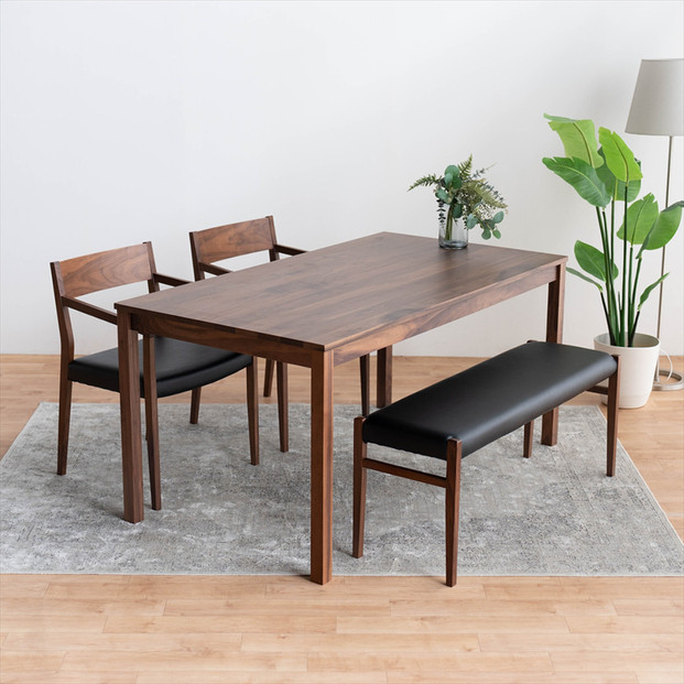 DT01 DC02 BC01 4点 ダイニングセット ウォールナット オールマイティブラック テーブル 椅子 ベンチ