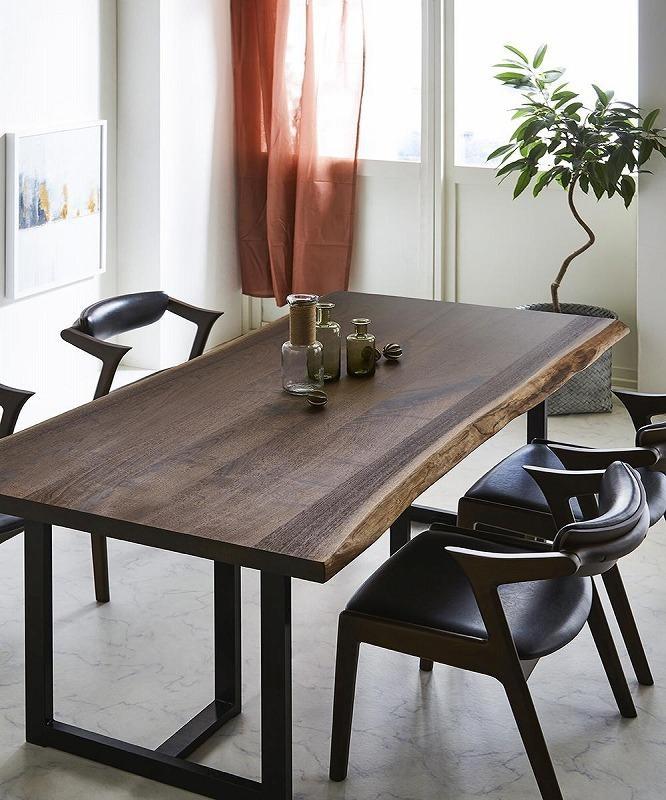 ラミエッジテーブル ウォールナットW2000(WN色椅子・脚セット)【関家具】